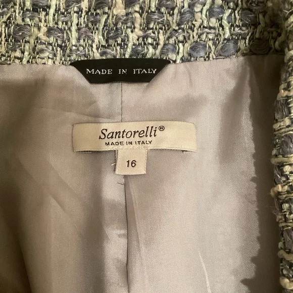 Santorelli Italy Purple Tweed Fringe Jacket Blazer Made in Italy Size 16 - Picture 6 of 6